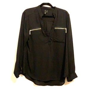 Black long sleeve sheer blouse